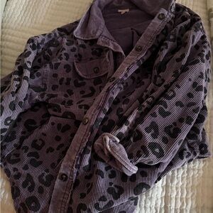 Purple Corduroy Leopard Print Jacket-